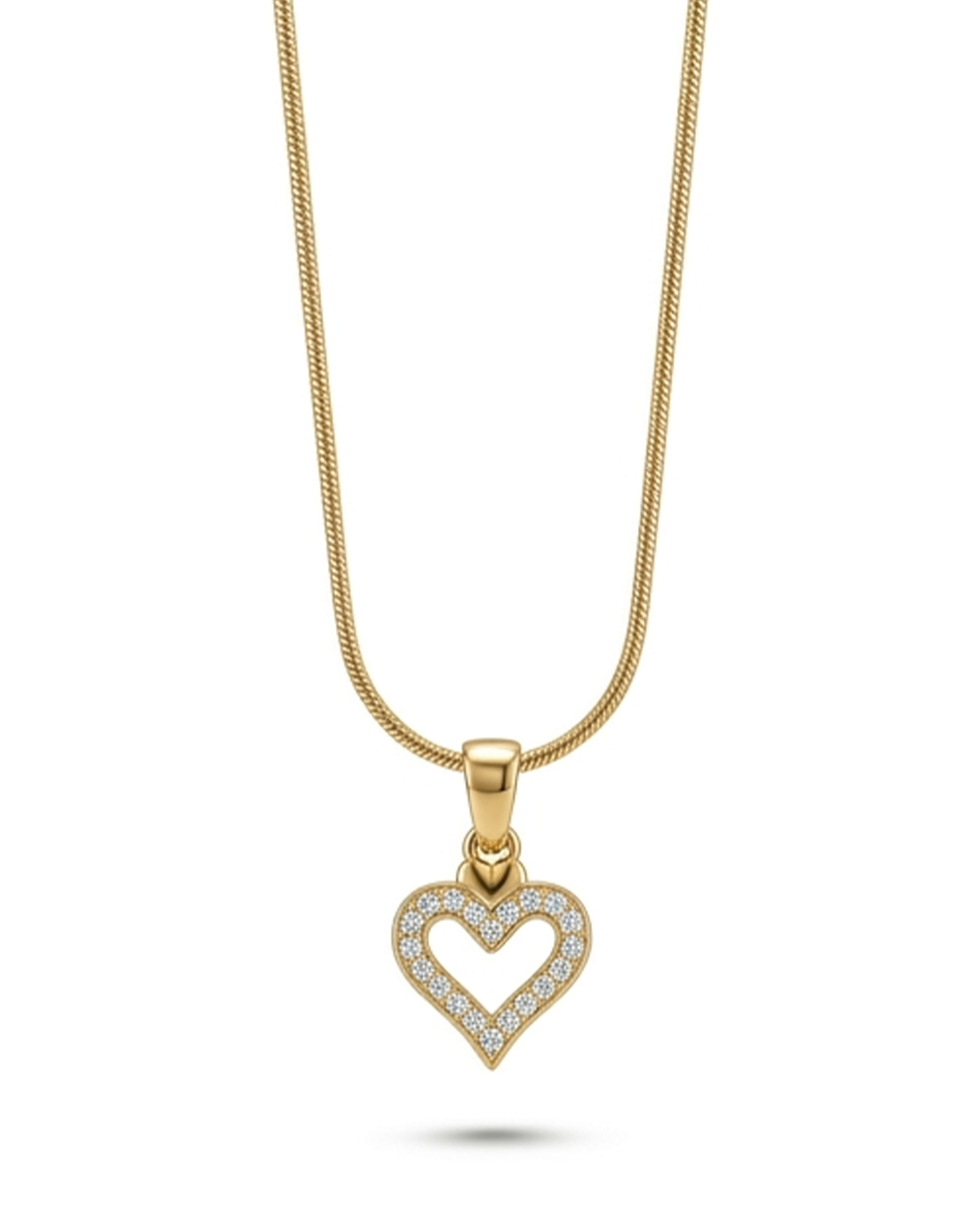 Collar con colgante de corazón clásico minimalista bañado en oro