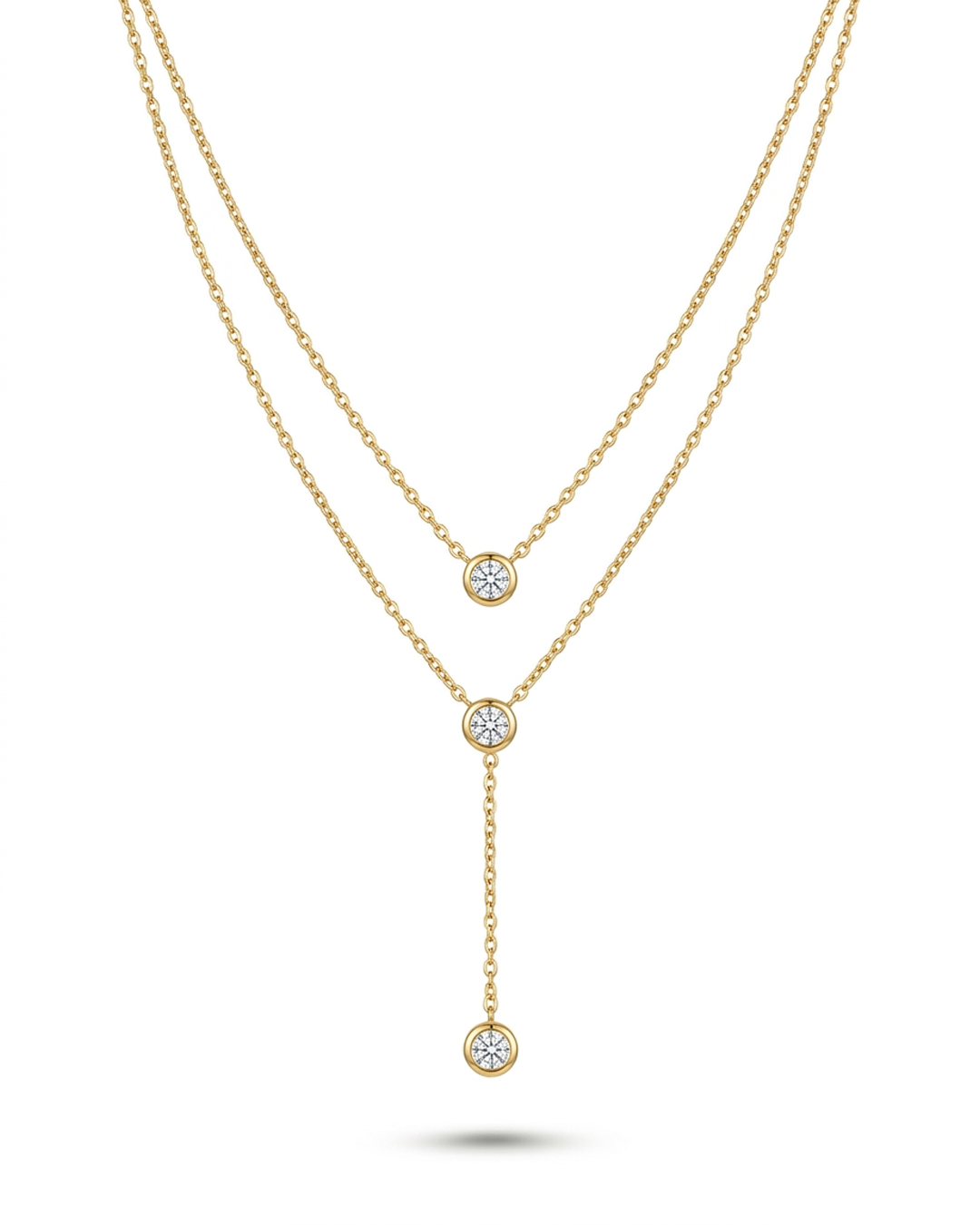 Collar en Y zirconia cúbica adorno enchapado en oro 18K