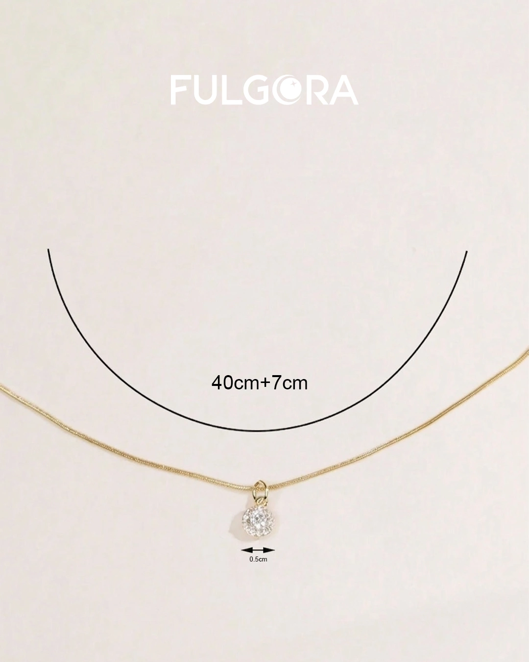 Collar de Cadena con colgante circular de circonita cúbica enchapado en oro