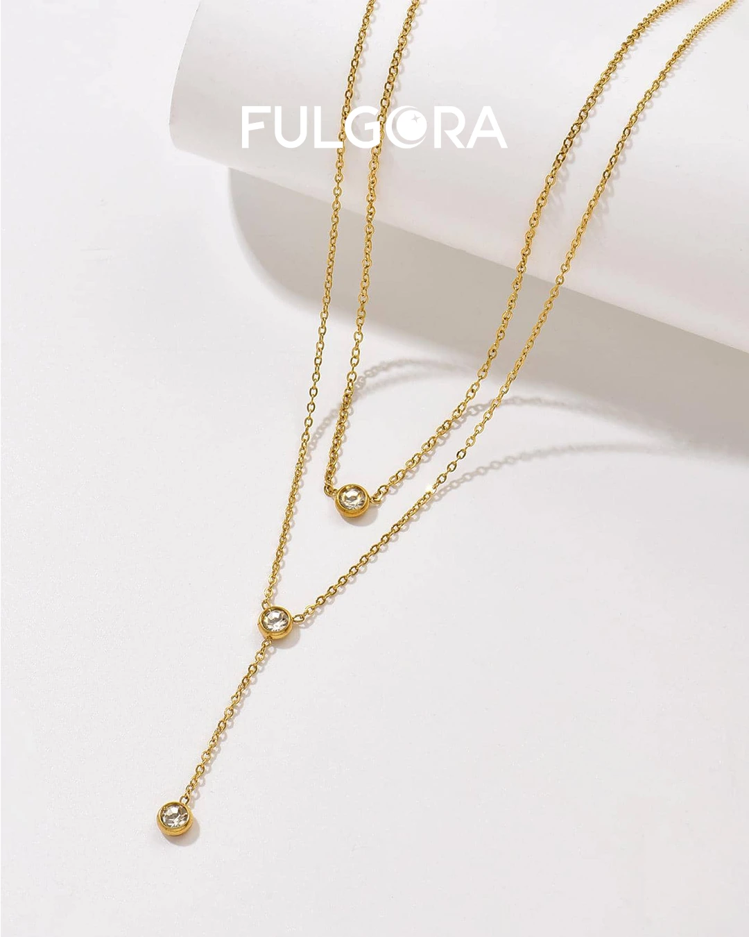 Collar en Y zirconia cúbica adorno enchapado en oro 18K