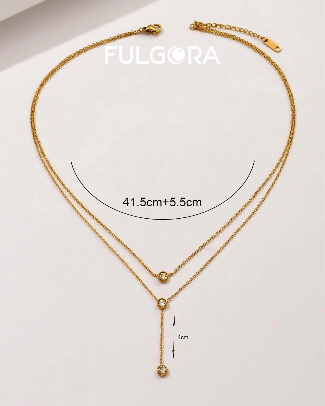 Collar en Y zirconia cúbica adorno enchapado en oro 18K