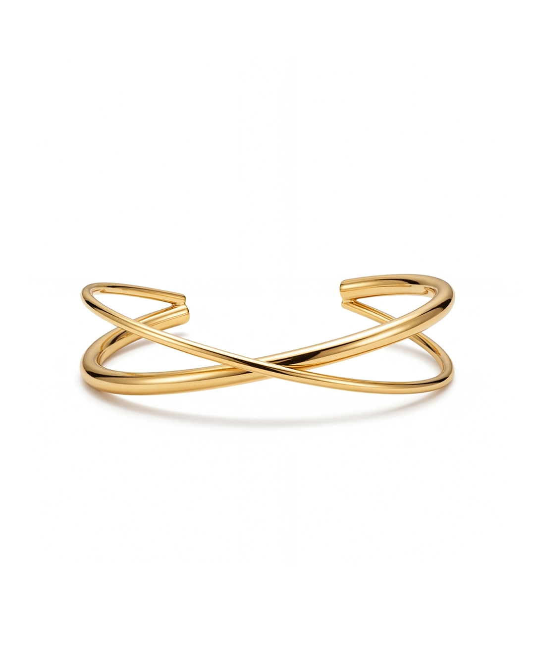 Pulsera de acero inoxidable chapada en oro de 18K con diseño cruzado