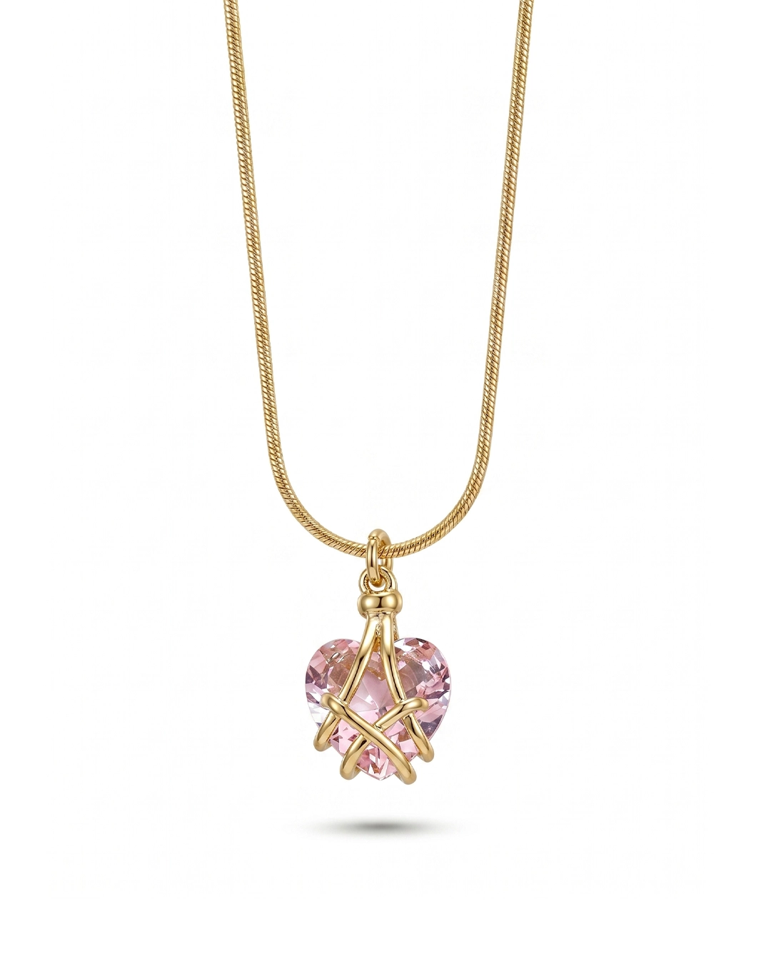 Collar con Colgante de piedra natal con forma de corazón chapado en oro