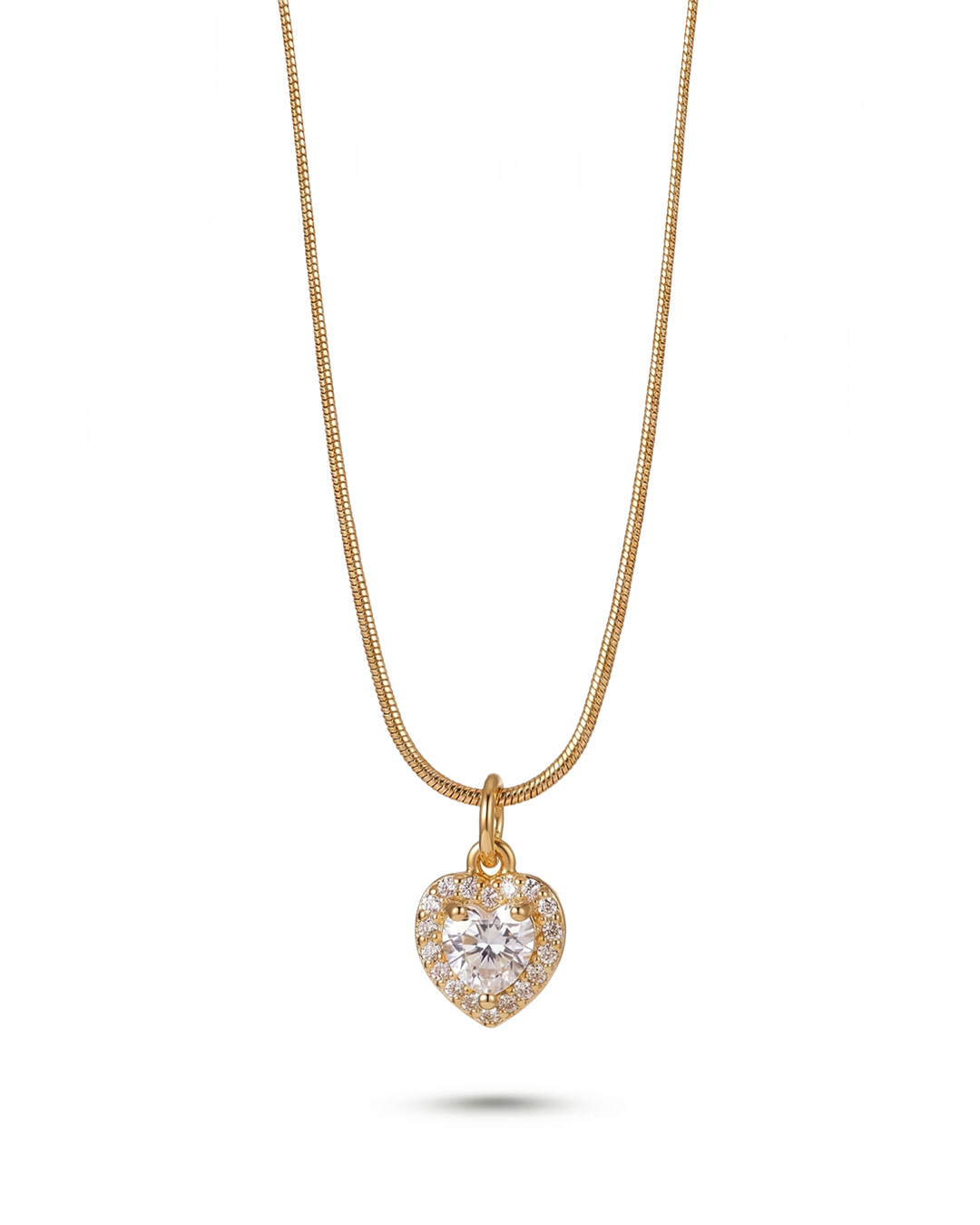Collar Elegante Corazón - Cadena de Serpiente y Circonita