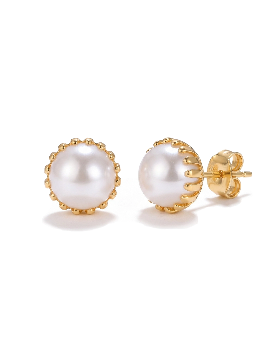 Pendientes Clásicos de Perla - Oro y Diseño Escamado